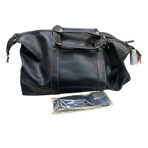 Barrington Black Leather Pebble Duffel Bag Arnold Palmer Invitational Premium - Picture 1 of 12